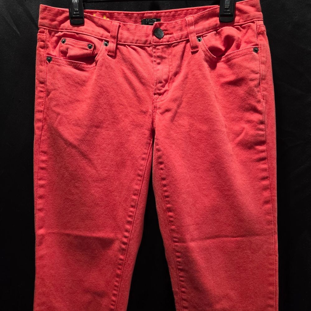 J CREW Toothpick Stretch Slim Fit Jeans Mid Rise Coral Minimalist SZ 29